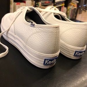 White Leather Platform Keds 8 Excellent Condition